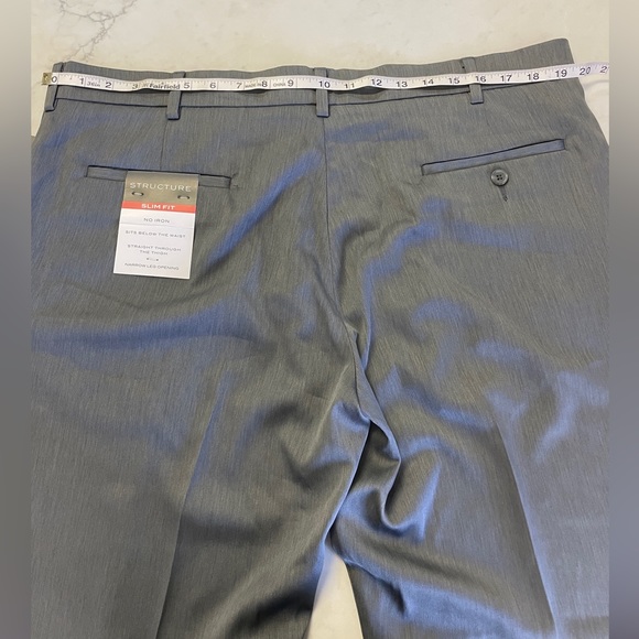 NWT Men’s Structure Stretch Slim Fit No iron Slacks Stoney Gray Size 38x30 - Picture 4 of 6
